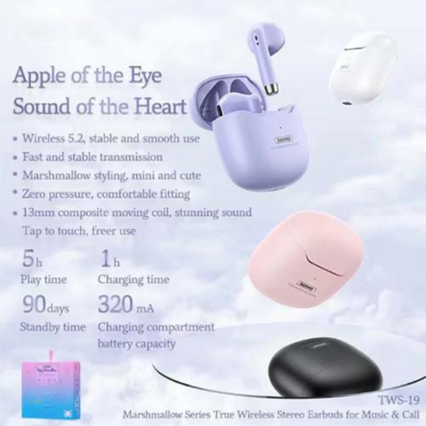 Remax Bluetooth Wireless Earbuds for Mobile Phone Home Office Use TWS-19 - Image 3