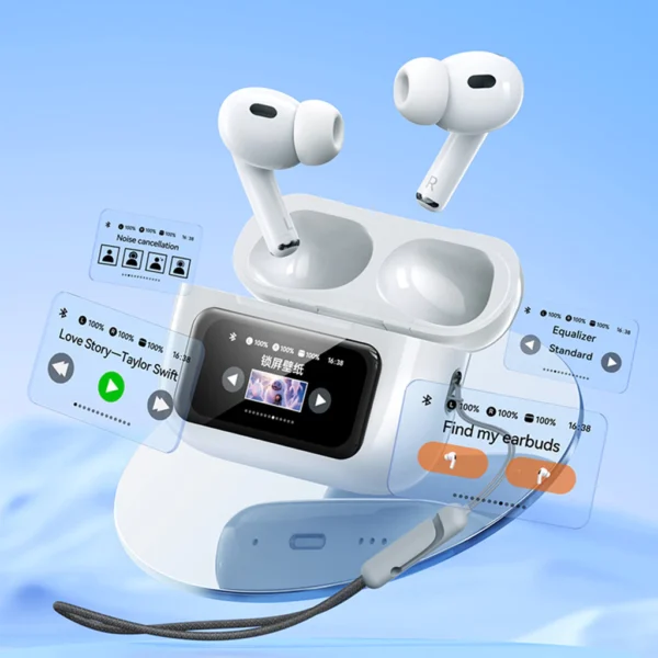 Remax Noise Reduction Wireless Earbuds with Touchscreen for Phone CozyPods W30N -WHITE- - Image 3