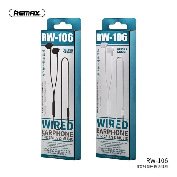 Remax Wired Earphone 3.5mm Plug  One-button Control RW-106 - Image 2