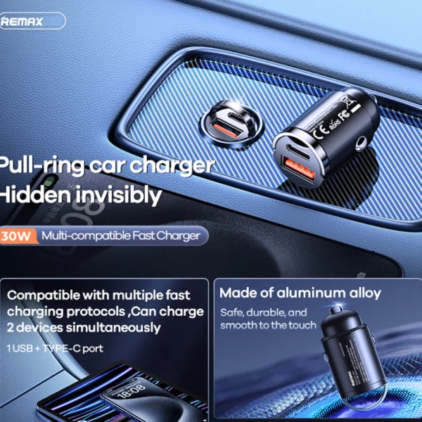 Remax 30W Fast Charging Car Charger with Holder  RCC359 - Image 2