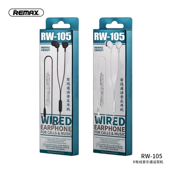 Remax Wired Earphone 3.5mm Plug  One-button Control RW-105 - Image 3