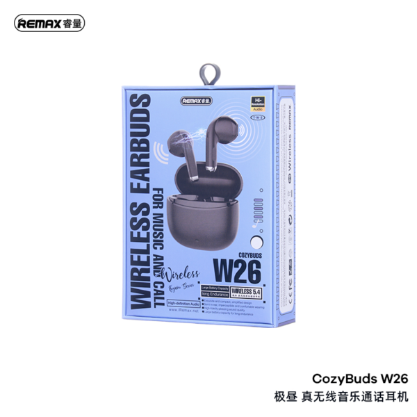 Remax Wireless Bluetooth 5.4 Earbuds for Home Office Gaming W26 -BLACK- - Image 3