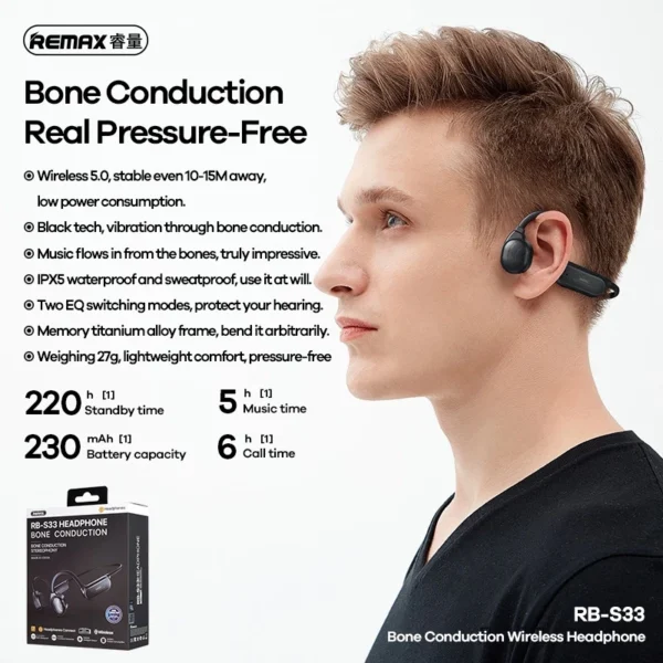 Remax Bone Conduction Wireless Earbuds for Sports RB-S33 - Image 5