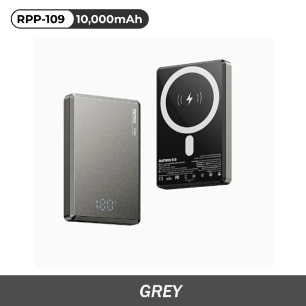 Remax Power Bank 10000mAh 20W Metal Magnetic Wireless Charging with Digital Display RPP-109 - Image 7