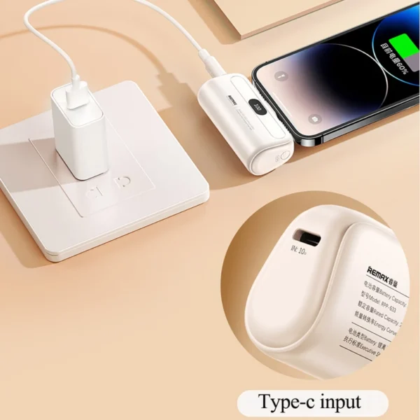 Remax 5000mAh Mini PowerBank 10W  LED Display Fast Charging Type-c/iP Port for Phone RPP-632/633 - Image 5