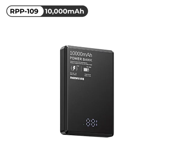 Remax Power Bank 10000mAh 20W Metal Magnetic Wireless Charging with Digital Display RPP-109