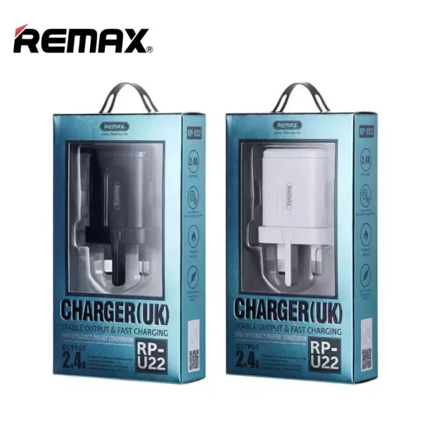 Remax 2 USB Port Fast Charging 2.4A Charger UK Plug for Mobile Phone RP-U22 - Image 2