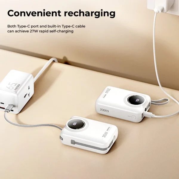 Remax 35W Power Bank 20000mAh Fast Charging Cables for Travel RPP-73 - Image 4