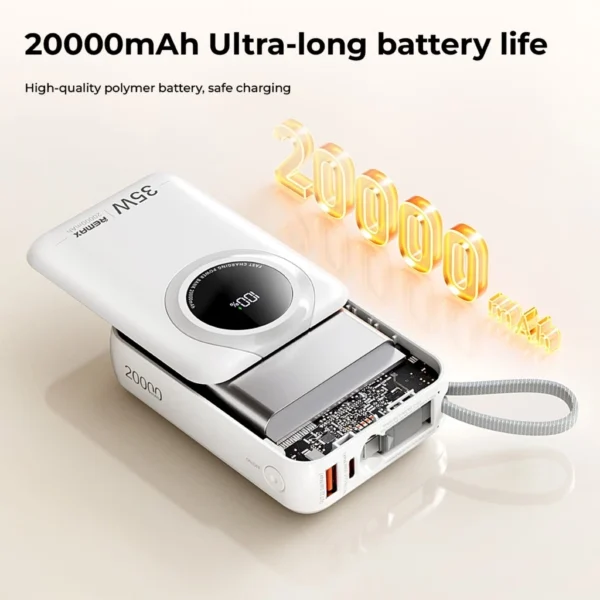 Remax 35W Power Bank 20000mAh Fast Charging Cables for Travel RPP-73 - Image 7