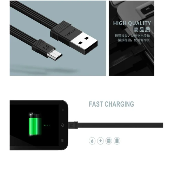 Remax 2 Cables Pack with 1m Length and 16cm Length Portable for Phone RC-062 - Image 2