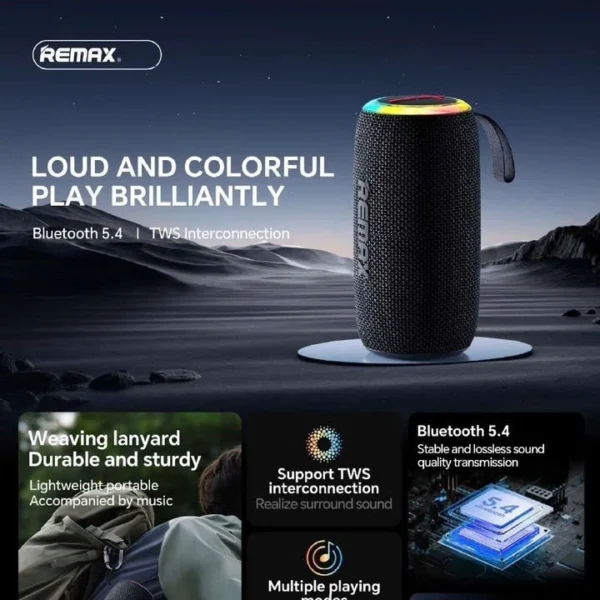 Remax RGB Light Portable Wireless Bluetooth 5.4 Speaker for Party RB-M82 - Image 2