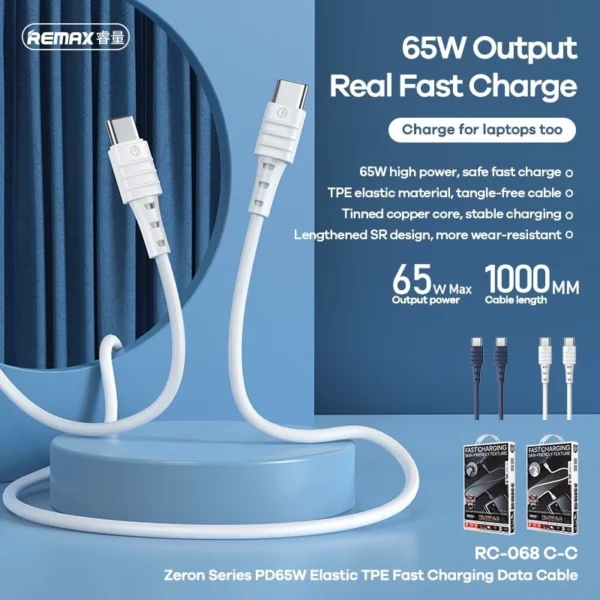Remax  65W Type-C Super Fast Charging Cable for Mobile Phone RC-068 - Image 6