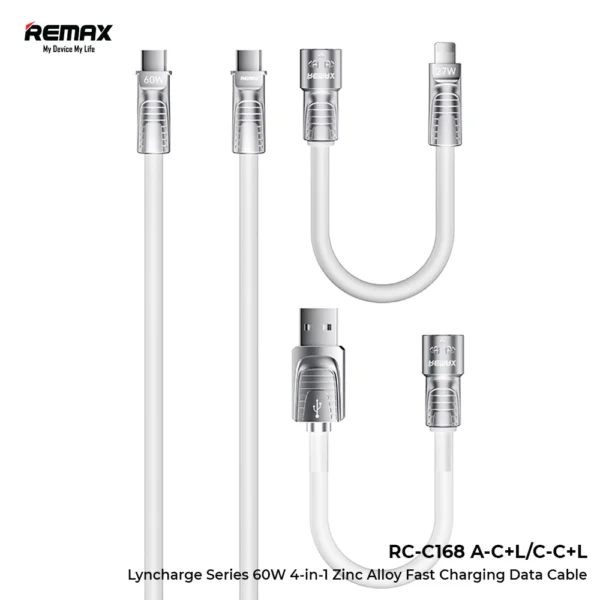 Remax 4 in 1 Data Cable 60W Fast Charging for Multiple Devices RC-C168