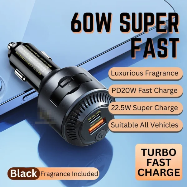 Remax 2 in 1 Car Charger 60W PD + QC Fast Charging for Phone RCC353 - Image 2