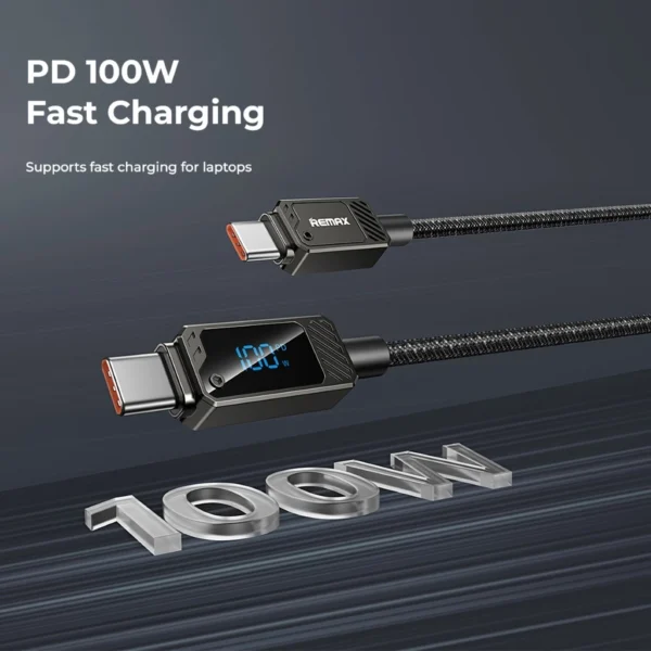 Remax 100W Data Cable with Smart Digital Display for Phone and Laptop RC-C069 BLACK - Image 4