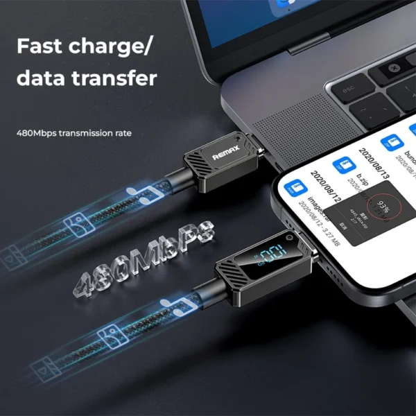 Remax 100W Data Cable with Smart Digital Display for Phone and Laptop RC-C069 BLACK - Image 5