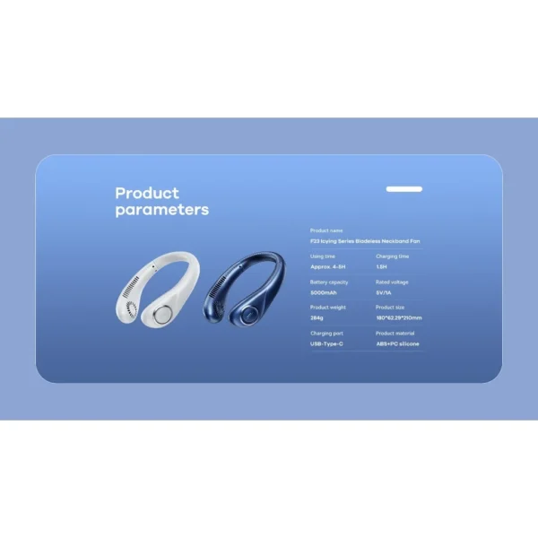 Remax 5000mAh Bladeless Neckbank Fan for Outdoors Activities F23 - Image 3