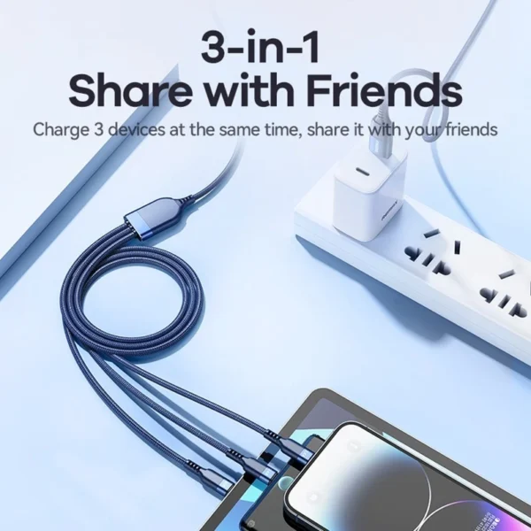 Remax 3 in 1 Super Fast Charging 66W Data Cable for Multiple Devices RC-C068 - Image 5