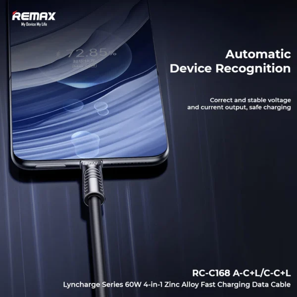 Remax 4 in 1 Data Cable 60W Fast Charging for Multiple Devices RC-C168 - Image 4