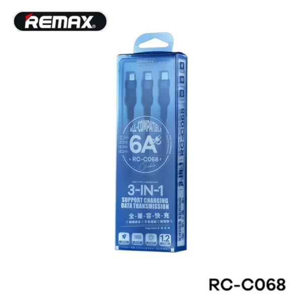 Remax 3 in 1 Super Fast Charging 66W Data Cable for Multiple Devices RC-C068 - Image 3