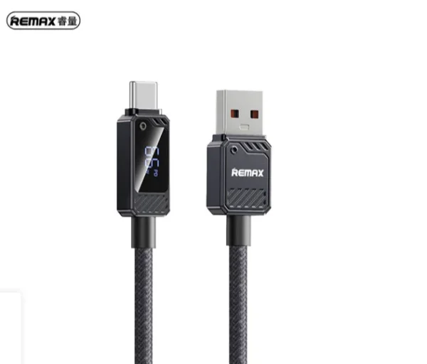Remax USB to Type-C 66W Fast Charging Cable with Display for Mobile Phone and Laptop RC-C070