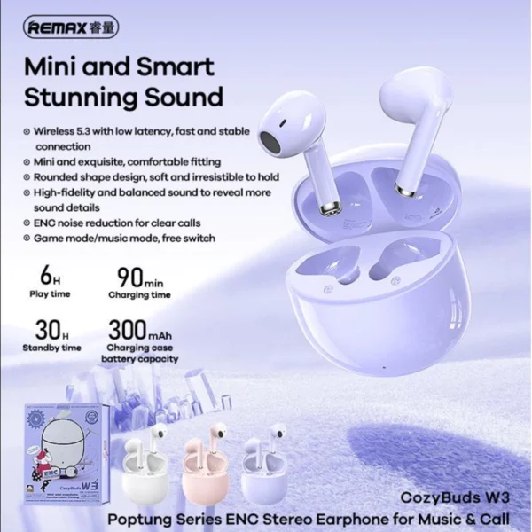 Remax Wireless Bluetooth 5.3 Earbuds for Music and Call CozyBuds W3 - Image 7