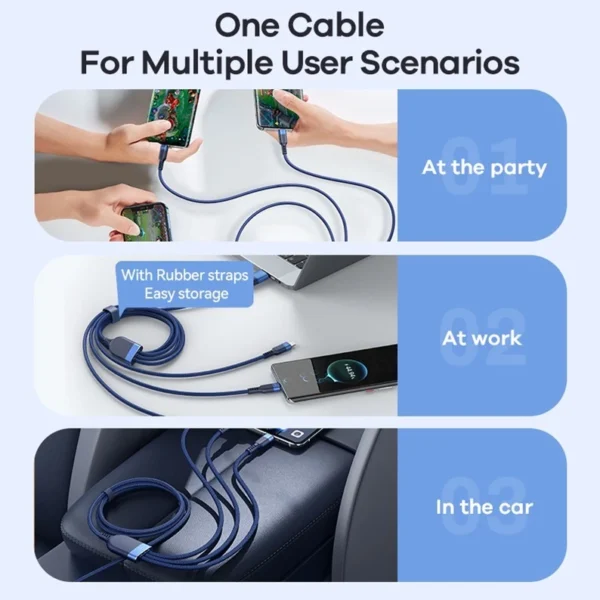 Remax 3 in 1 Super Fast Charging 66W Data Cable for Multiple Devices RC-C068 - Image 8