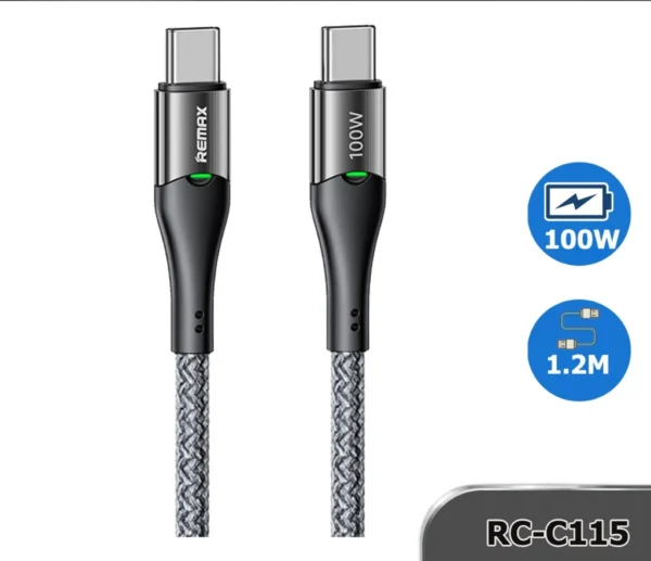 Remax Type-c Quick Charging Cable Smart Power-off with Light RC-C115