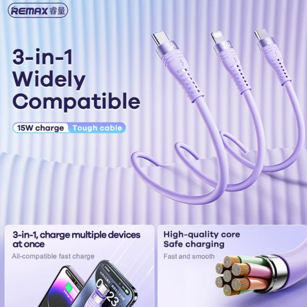 Remax 3 in 1 Fast Charging 15W Cable for Mobile Phone Tablet RC-C151 - Image 2