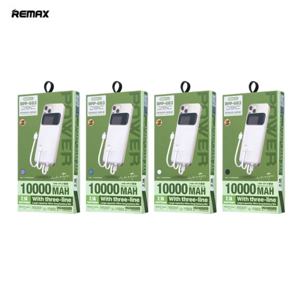 Remax 10000mAh PowerBank with Built in Cable for Multiple Devices RPP-683 - Image 2