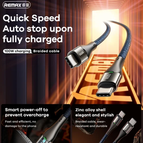 Remax Type-c Quick Charging Cable Smart Power-off with Light RC-C115 - Image 5