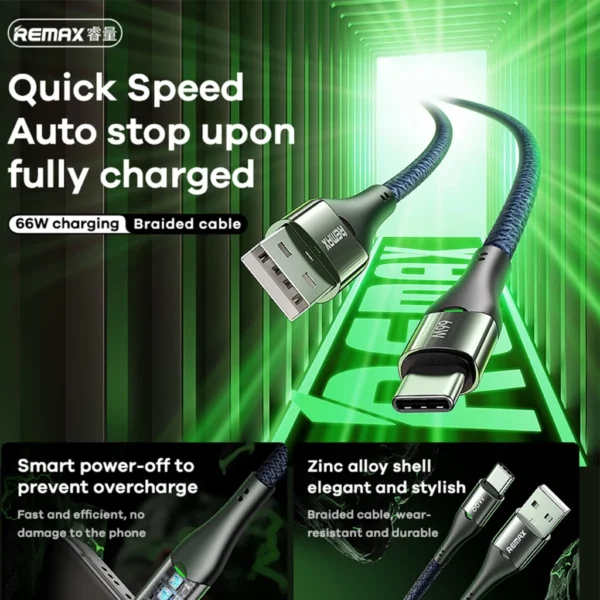 Remax Type-c Quick Charging Cable Smart Power-off with Light RC-C115 - Image 7