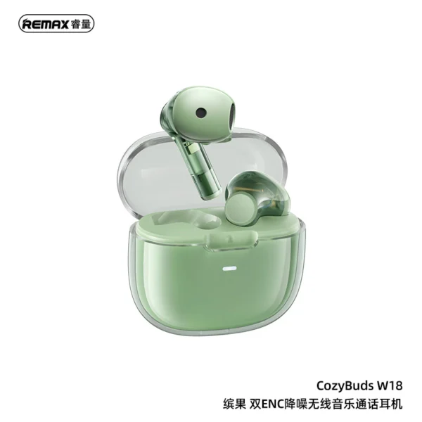 Remax Dual ENC Bluetooth Wireless Noise Reduction Music Call Earbuds CozyBuds W18 - Image 5