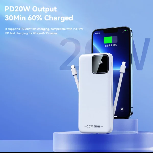 Remax 10000mAh Power Bank Quick Charging for Multiple Devices RPP-500 BLUE - Image 2