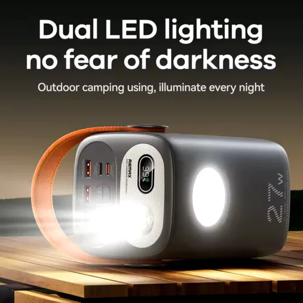 Remax 60000mAh Large Capacity Power Bank Dual LED Lights for Outdoors RPP-123 GREY - Image 5