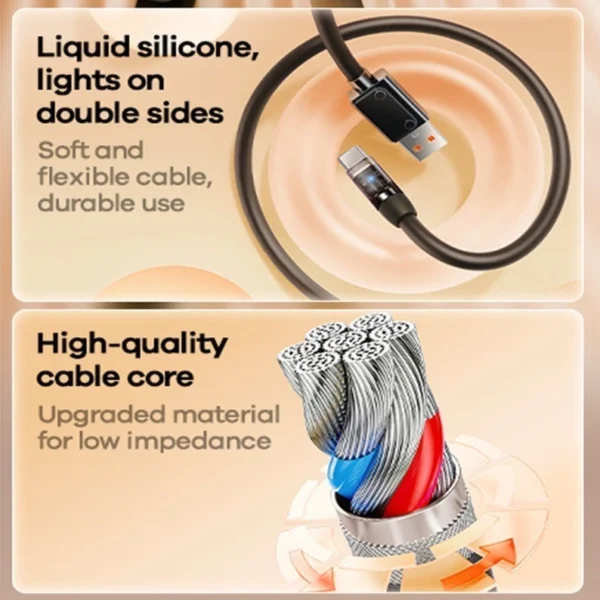 Remax 100W Type C Cable with Light Quick Charging Data Cable for Phone and Laptop RC-C110 BLACK - Image 2