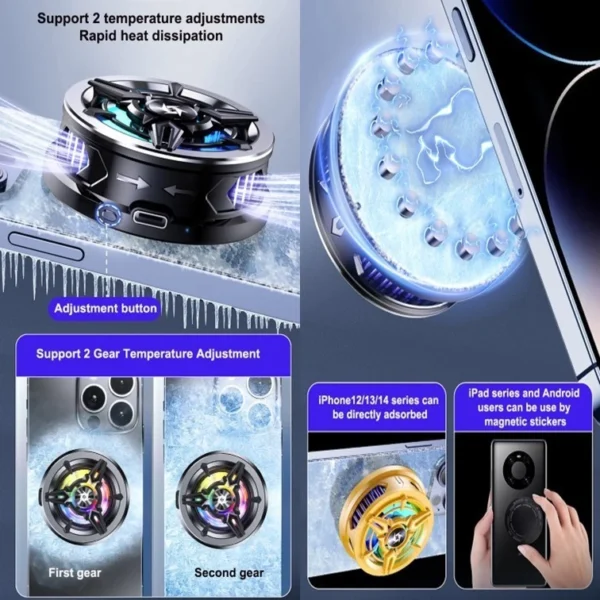 Remax Phone Cooler Fan Magnetic RGB Light Strong for Mobile Phone SL-13 - Image 2