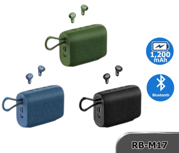 Remax Waterproof and Portable Wireless Speaker with Earbuds for Mobile Phone RB-M17 BLACK