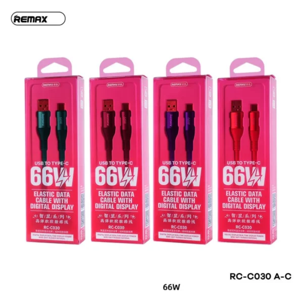 Remax 66W Type-c Quick Charging Cable with Digital Display for Mobile Phone RC-C030 - Image 2