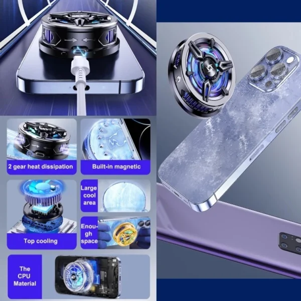 Remax Phone Cooler Fan Magnetic RGB Light Strong for Mobile Phone SL-13 - Image 4