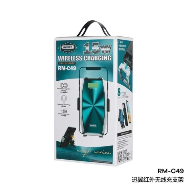 Remax 15W Wireless Charging Car Holder for Mobile Phone RM-C49 - Image 3