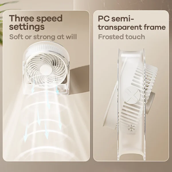 Remax Desktop Fan 45° Rotation Portable Fan 3-Gear RS-ZF01 WHITE - Image 3