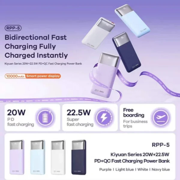 Remax 10000mAh Powerbank Quick Charging with LED Digital Display RPP-5 - Image 4