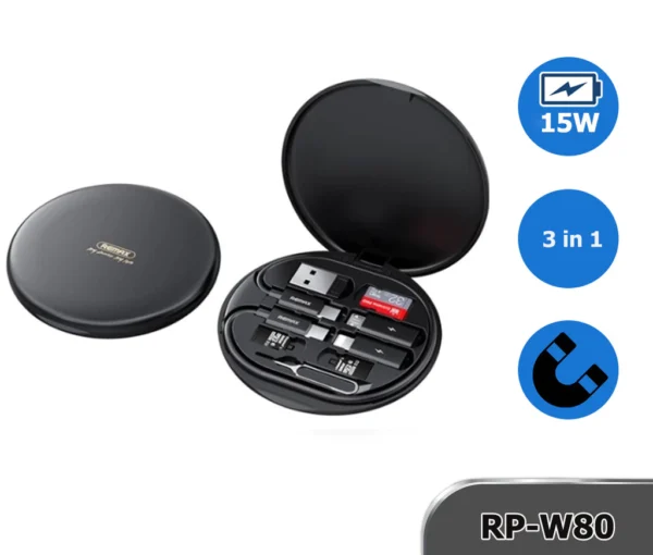 Remax 15W Wireless Charger and Cable Storage Box Set for Phone RP-W80