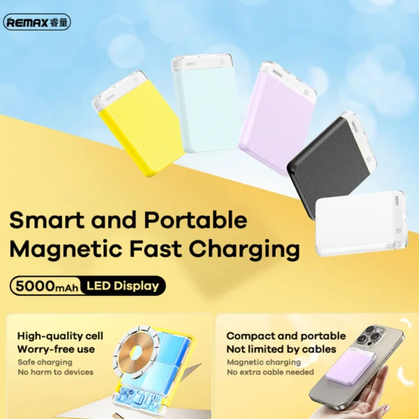 Remax 5000mAh Power Bank Wireless 20W Fast Charging for Phone RPP-8 - Image 5