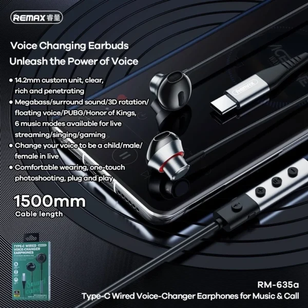 Remax Type-C Wired Earphones for Smartphones RM-635a - Image 4