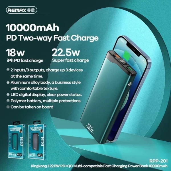 Remax Dual USB Ports 10000mAh Fast Charge Power Bank RPP-201 - Image 4