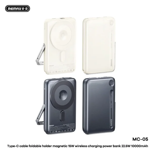 Remax 10000mAh Powerbank 22.5W Magnetic Wireless with Type-c Cable for Mobile Phone MC-05